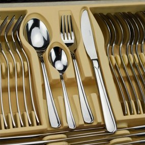 Комплект прибори за хранене Kinghoff KH 3509, 72 части, За 12 човека, Куфар, Неръждаема стомана, Сребрист