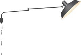 Матово черно стенна лампа с огъваща се структура за контакт ø 35,5 cm Bolder – Trio