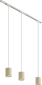 Modern railsysteem met 3 hanglampen wit met beige 1-fase - Iconic Holt