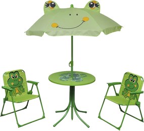 41843 vidaXL Детски градински бистро комплект от 3 части, с чадър, зелен
