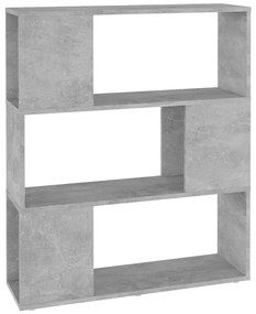 809129 vidaXL Библиотека, бетонно сива, 80x24x94 см, инженерно дърво