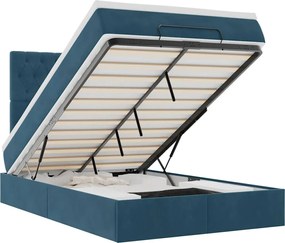 3313539 vidaXL Османска легло с матраци, тъмносиньо, 120x200 см, кадифе