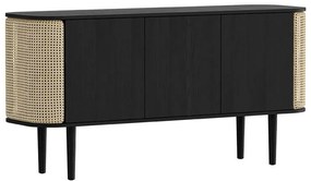 Нисък скрин с дъбов декор в черен и естествен цвят 150x75 cm Treasures - UMAGE