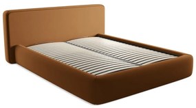 Двойно легло теракотено тапицирано с място за съхранение и включена подматрачна рамка 160x200 cm Kiana – Makamii