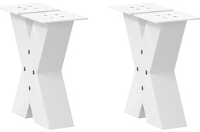 4012929 vidaXL Крака за масичка за кафе, X-образни, 2 бр., бели, 30 x (30-31) см, стомана