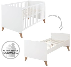 Детско креватче в бял и естествен цвят 70x140 cm Ole – Roba