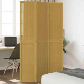 358815 vidaXL Разделител за стая, 3 панела, кафяв, дърво пауловния масив