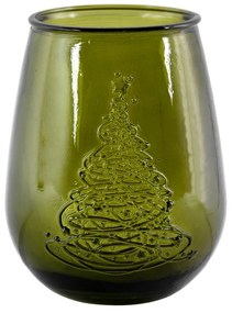 Ваза от зелено стъкло с коледен мотив, височина 13 cm Arbol de Navidad - Ego Dekor