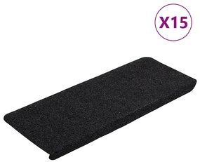 343478 vidaXL Самозалепващи стелки за стълби, 15 бр, 65x24,5x3,5 см, черни