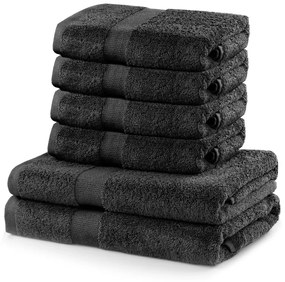 Комплект от 2 тъмносиви памучни кърпи за баня и 4 хавлиени кърпи Marina - DecoKing