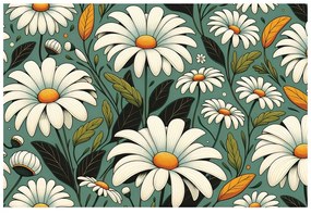 Самозалепващ тапет – Ретро маргаритки с листа