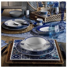 Комплект за хранене, 24 части, син/порцелан