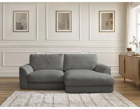 Тъмносив ъглов диван от прежда с примки от букле (десен ъгъл) Leonore – Bobochic Paris