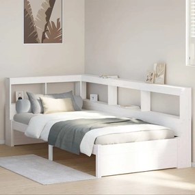 3324357 vidaXL Легло с етажерка за книги, без матрак, 100x200 см, бор масив
