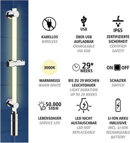 Стенна душ релса в сребрист цвят 74 cm LED – Wenko