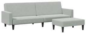 3216236 vidaXL 2-местно разтегателно канапе с табуретка, светлосиво, кадифе