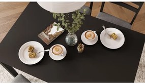 Комплект ТОРИНО маса + 4 стола Черно/Светло сиво (тъкан Савана 21) - ДЪРВЕН КОМПЛЕКТ ЗА КУХНЯ/ТРАПЕЗАРИЯ