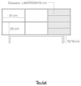 Сив нисък скрин от дъб 159x80 cm Sierra - Teulat