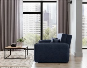 Тъмносин шенилов разтегателен диван с място за съхранение 155 cm Laine – ELTAP