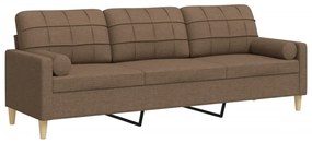 3278204 vidaXL 3-местен диван с декоративни възглавници кафяв плат 210 см