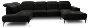 Черен ъглов диван (ляв ъгъл/U форма) Bretan – ELTAP