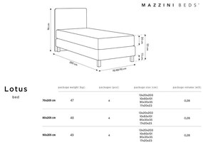 Светлосиво единично легло Lotus, 90 x 200 cm - Mazzini Beds