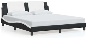 3208203 vidaXL Рамка за легло без матрак Zadar, черна, бяла, 180x200см, изкуствена кожа