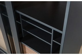 Витрина от масивен бор с плъзгащи се врати в черен и естествен цвят 125x200 cm James – WOOOD