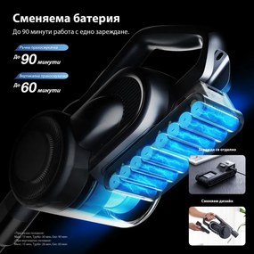 Вертикална прахосмукачка Jimmy H11 Pro, 600W, 260 AW, 0.6 л, Сензор за прах, Сгъваема, Автономност 90 минути, LED дисплей, Черен/Сив