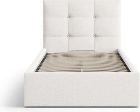 Кремаво единично легло 90x200 cm тапицирано с място за съхранение с включена подматрачна рамка Phaedra – Micadoni
