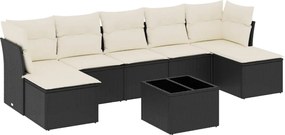3249875 vidaXL Градински комплект диван с възглавници 8 части черен полиратан
