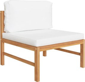 316108 vidaXL Градински комплект с кремави възглавници, 3 части, тиково дърво