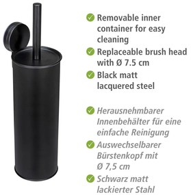 Черна самозалепваща стоманена четка за тоалетна Pavia – Wenko