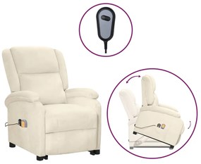 3124845 vidaXL Изправящ масажен стол, кремав, кадифе