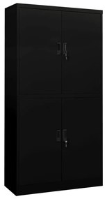 335944 vidaXL Офис шкаф, черен, 90x40x180 см, стомана
