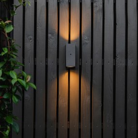 Стенен аплик сив 2-светлина IP44 със сензор за здрач - Baleno