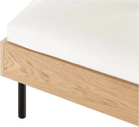 Двойно легло 200x200 cm тапицирано/ПДЧ от декор от дъб с включена подматрачна рамка в естествен цвят Streiko – noo.ma