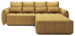 Жълт кадифен сгъваем/с място за съхранение ъглов диван (десен ъгъл) Campo – ELTAP