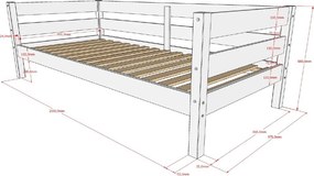 Детско легло 90x200 cm от масивен бор с включена подматрачна рамка в естествен цвят Margrit – Vipack