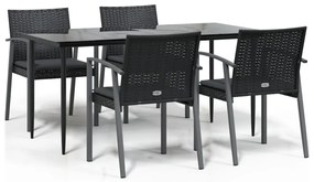 3186979 vidaXL Градински комплект от 5 части с възглавници полиратан и стомана