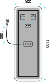 Огледало LED 150x50cm MOL-SQ