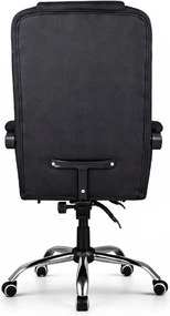 Ергономичен офис стол с подложка за крака и масаж - черна тъкан