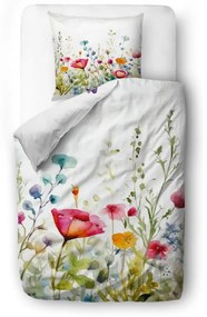 Единично спално бельо от памучен сатен 140x200 cm Watercolour Flowers – Butter Kings