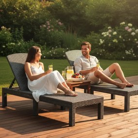 Сгъваем шезлонг за басейн и тераса PREMIUM - сив