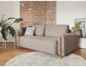 Светлокафяв сгъваем/с място за съхранение диван от рипсено кадифе 244 cm Arcadova – ELTAP