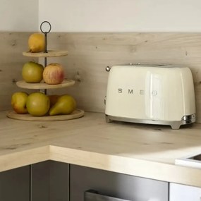 Тостер за хляб SMEG 50's Style TSF01CREU, 950W, 2 филии, 6 нива, Тавичка за трохи, Вграден кабел, Неръждаема стомана, Кремав