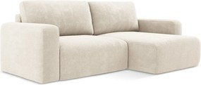 Кремав шенилов сгъваем/с място за съхранение ъглов диван (десен ъгъл) Kona – Makamii