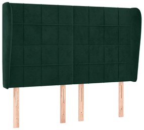 3118007 vidaXL Горна табла за легло с уши тъмнозелена,147x 23x118/128см кадифе