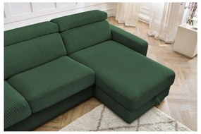 Тъмнозелен разтегателен ъглов диван от рипсено кадифе (променлив) Monaco – Bobochic Paris