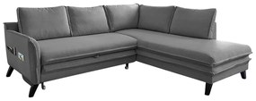 Сив ъглов разтегателен диван десен ъгъл Charming Charlie - Miuform